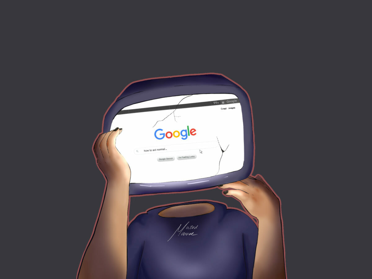 person with google head