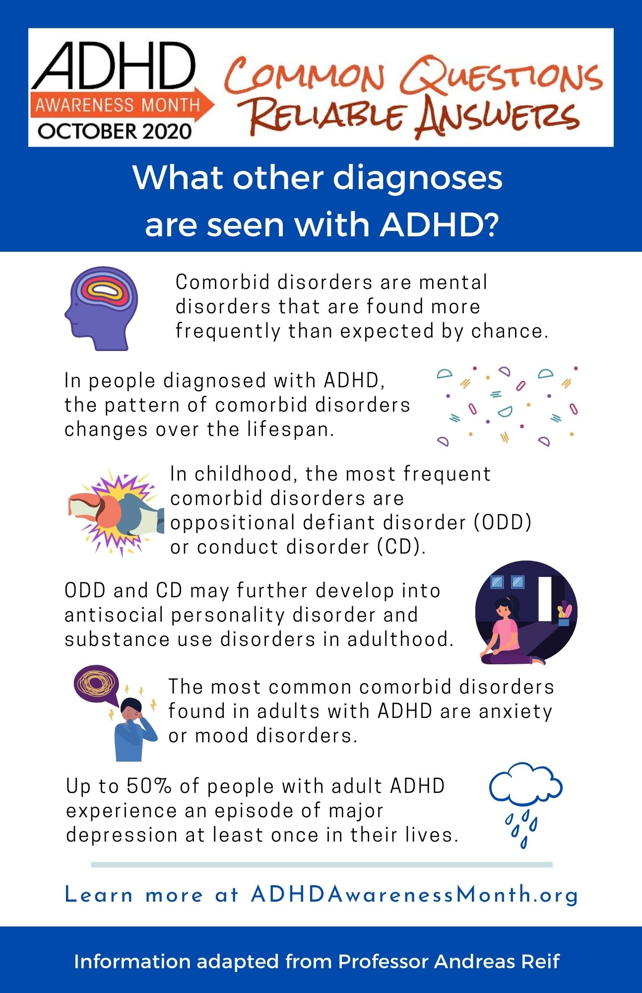 What other diagnosis are seen with adhd